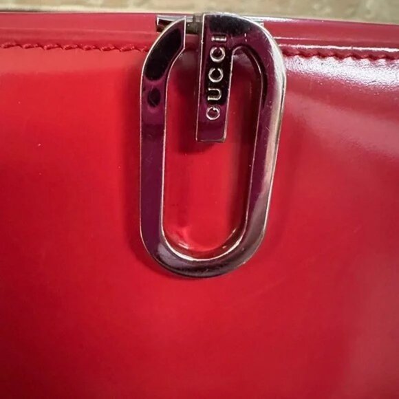 Gucci Patent Leather Long Wallet Red w/ Silver Hardware - Picture 2 of 13